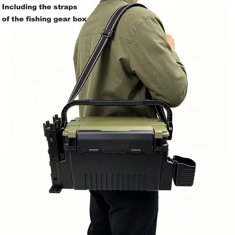 Double-layer multi-function outdoor storage fishing box, can be used as a stool, convenient storage of various fishing lines, bait, live fish. - Image 8