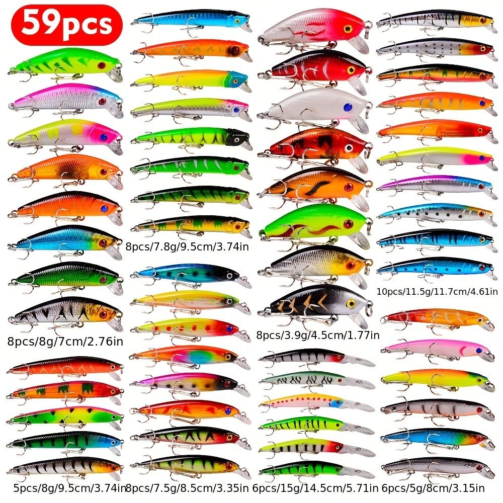 59 - piece Fishing Lure Set - High - Quality, Trending & Hot - Selling! Free Shipping - Image 1