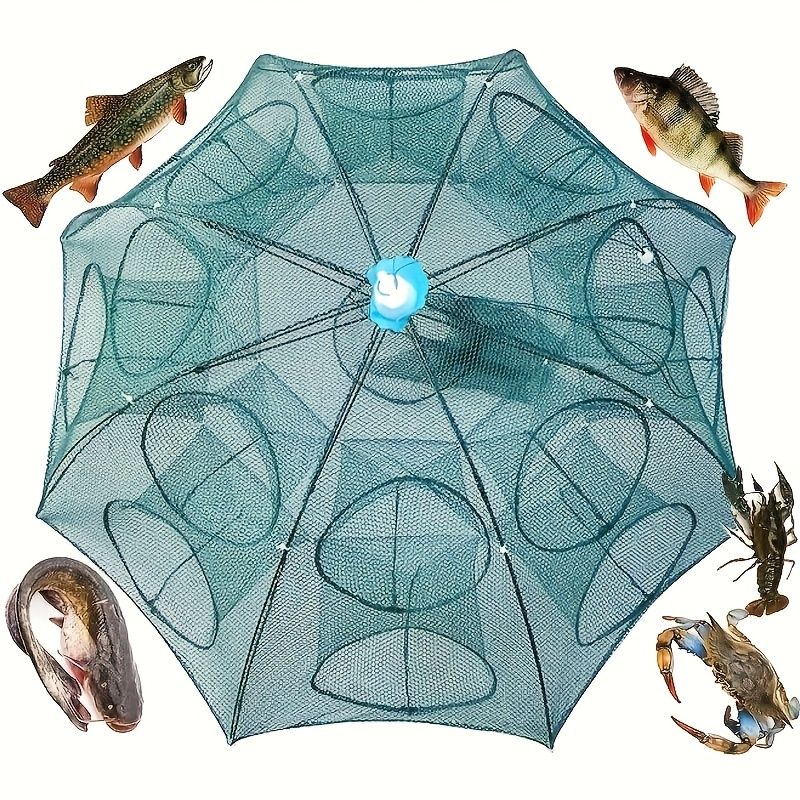 1 piece foldable hexagonal fishing net, various sizes - portable PA nylon net, suitable for mackerel, red crab, crab, etc. - dark green, easy outdoor fishing tool, suitable for Father's Day and holidays, fishing net - Image 1