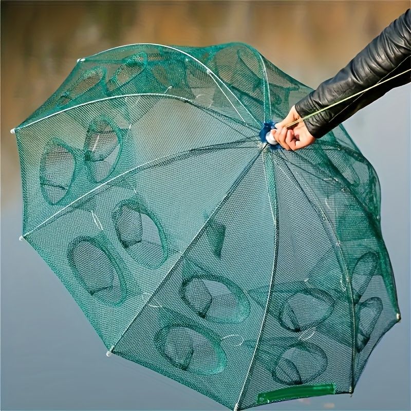 1 piece foldable hexagonal fishing net, various sizes - portable PA nylon net, suitable for mackerel, red crab, crab, etc. - dark green, easy outdoor fishing tool, suitable for Father's Day and holidays, fishing net - Image 2