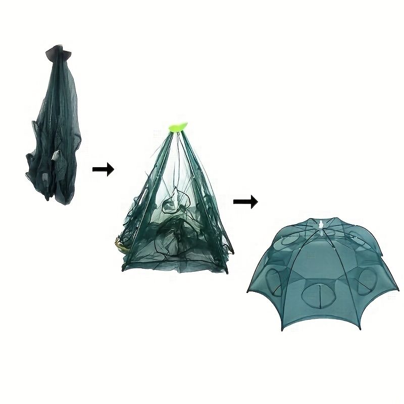 1 piece foldable hexagonal fishing net, various sizes - portable PA nylon net, suitable for mackerel, red crab, crab, etc. - dark green, easy outdoor fishing tool, suitable for Father's Day and holidays, fishing net - Image 4