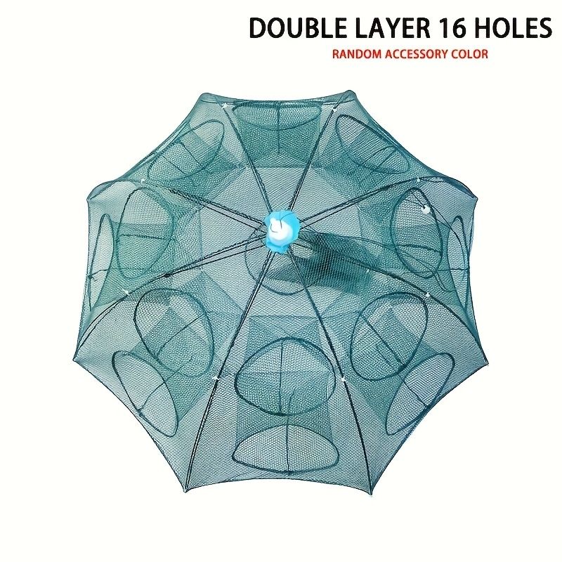 1 piece foldable hexagonal fishing net, various sizes - portable PA nylon net, suitable for mackerel, red crab, crab, etc. - dark green, easy outdoor fishing tool, suitable for Father's Day and holidays, fishing net - Image 8