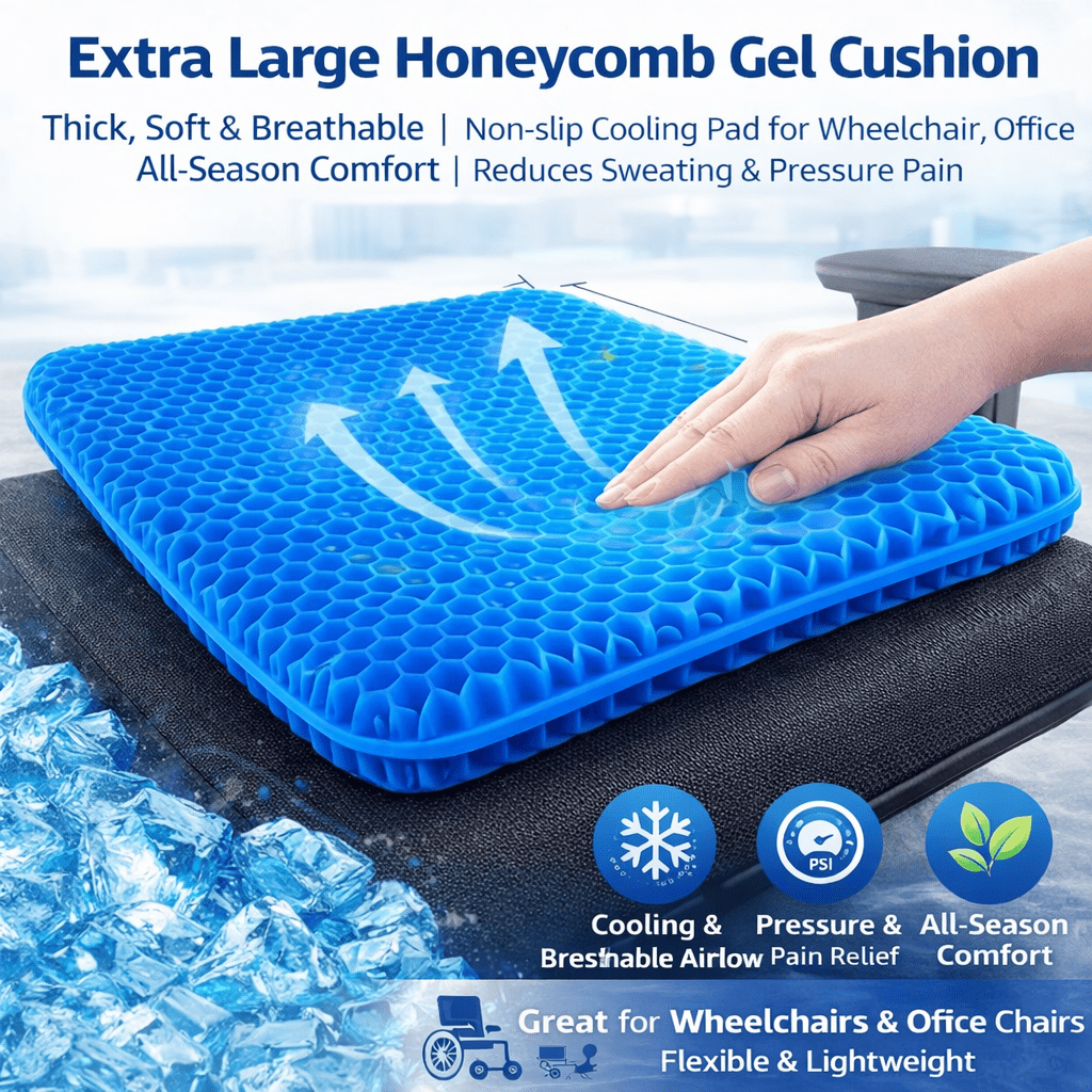 Ultra-large gel honeycomb cushion - Thick, soft, breathable, slip-resistant cooling pad, suitable for wheelchairs, offices - reduces sweating and pressure pain, all-season, lightweight, adjustable, comfortable all year round | breathable - Image 8