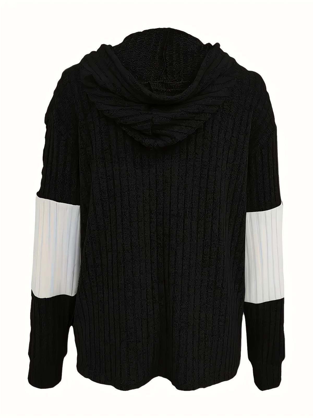 Women'S Hooded Jacket Two-Tone Jacket Drawstring Jacket Casual Jacket Australia - Black - Size L(AU L/EU50) - Image 7