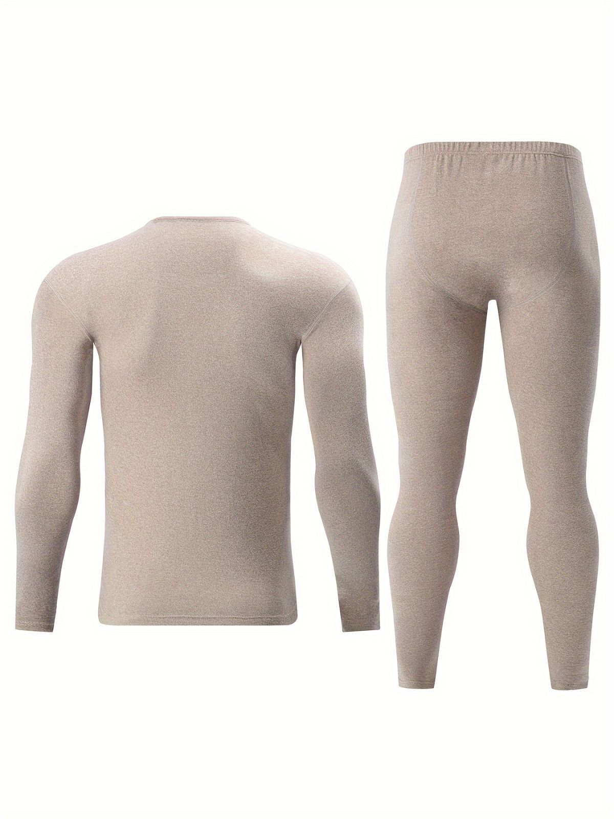 Men's Thermal Underwear Set 2-Piece Long Sleeve Top & High-Waist Pants - Black - Size M(AU M/EU48) - Image 7