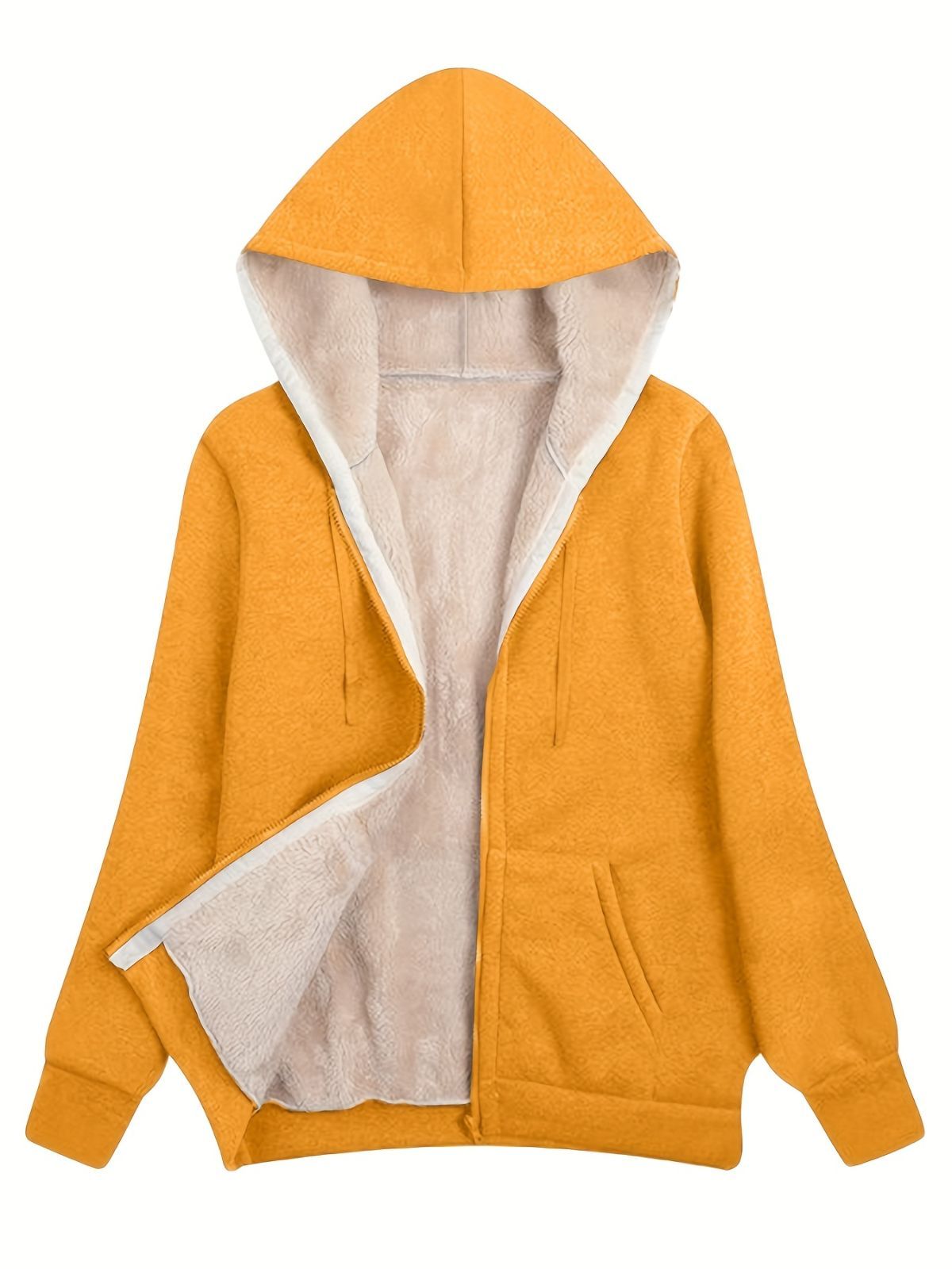 Fleece-Lined Hooded Jacket Women'S Winter Jacket Autumn Winter Coat Hooded - Dark Gray - Size XL(AU XL/EU52) - Image 2