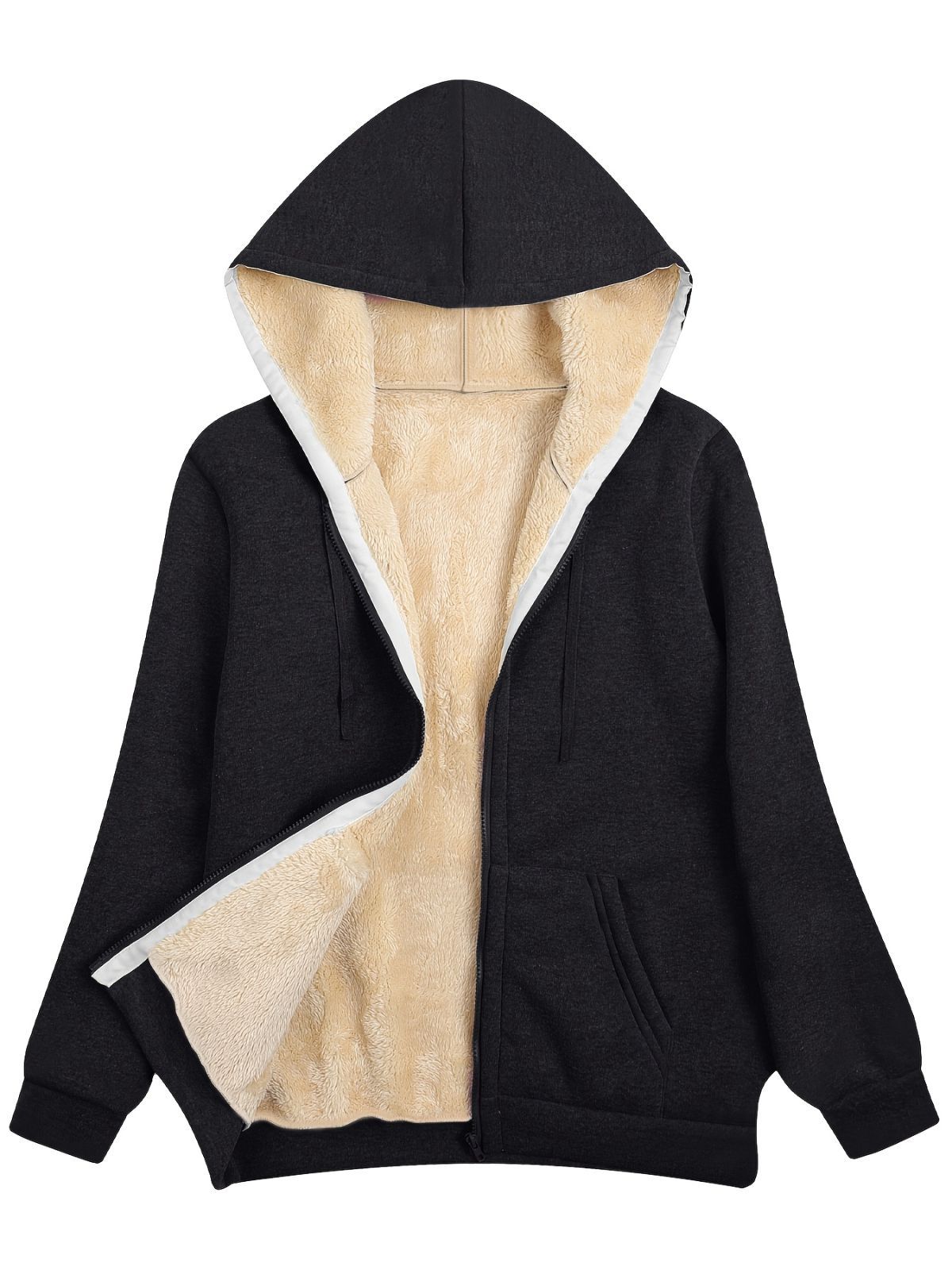 Fleece-Lined Hooded Jacket Women'S Winter Jacket Autumn Winter Coat Hooded - Yellow - Size XL(AU XL/EU52) - Image 3