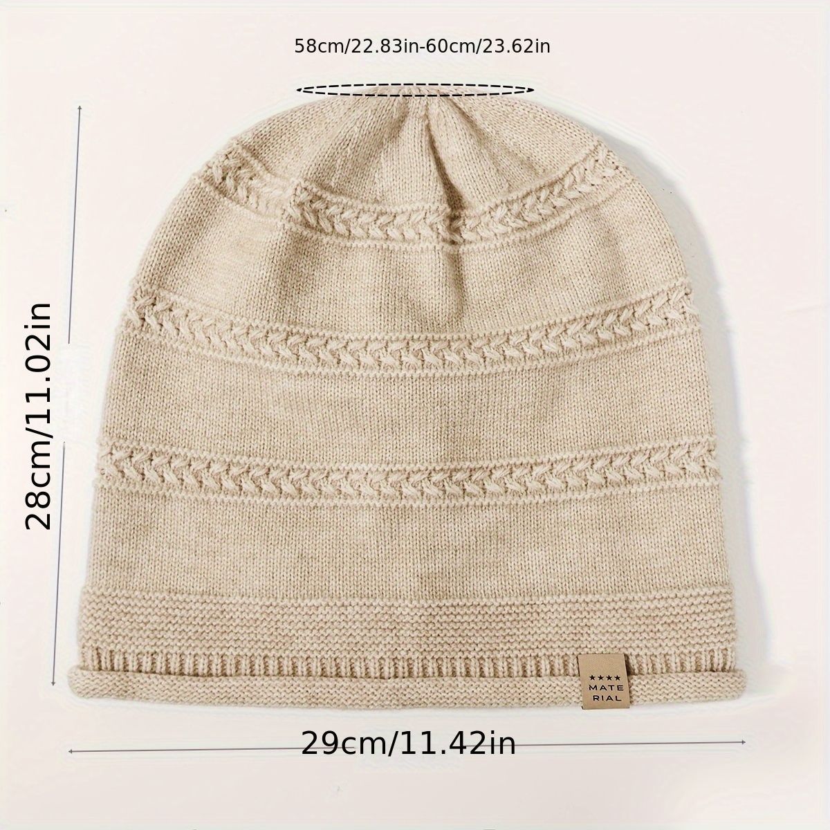 1PCS women's and men's new autumn and winter sheep wool material pure color knitted stackable hat drawstring adjustable cap hoodless hat warm hat cold hat wheat ear embroidery fashionable and versatile model - Black - Size XL(AU XL/EU52) - Image 7