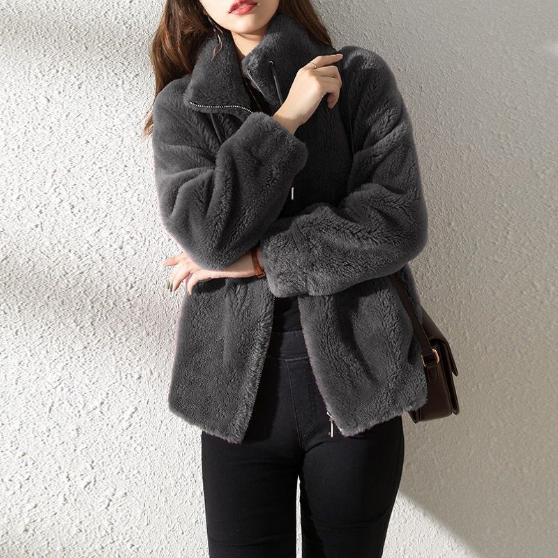 Women's  Faux Fur Jacket | Trendy & Warm Coat - Gray - Size M(AU M/EU48) - Image 7