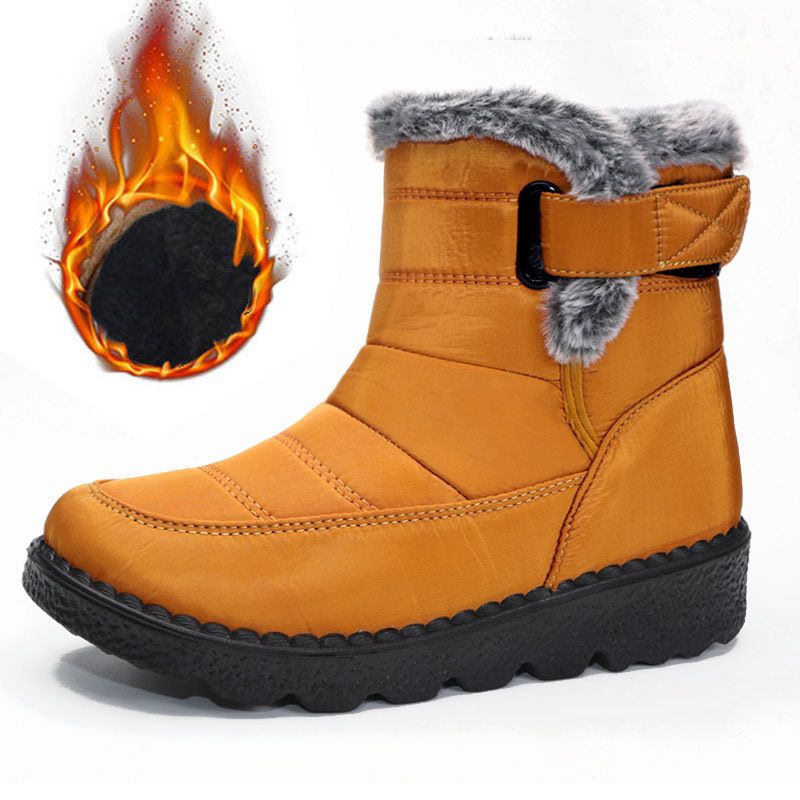 Women's Faux-Fur Trimmed Snow Boots - Yellow - Size 8(AU8/EU36) - Image 1