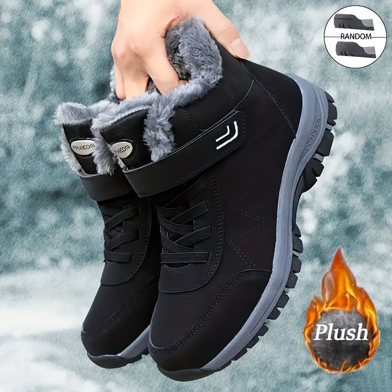 Women's winter boots, couple style, autumn and winter, men's and women's outdoor sports high-top hiking shoes, women's warm, fleece-lined, thick, slip-resistant, abrasion-resistant, soft sole, old people's shoes, parents' shoes, large size, short boots, m - Image 1
