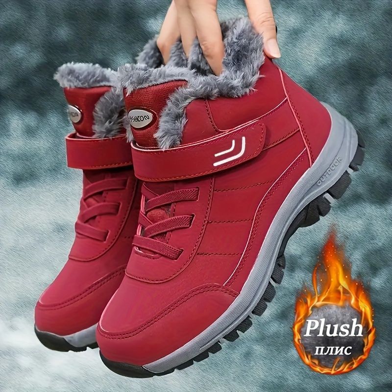 Women's winter boots, couple style, autumn and winter, men's and women's outdoor sports high-top hiking shoes, women's warm, fleece-lined, thick, slip-resistant, abrasion-resistant, soft sole, old people's shoes, parents' shoes, large size, short boots, m - Image 3
