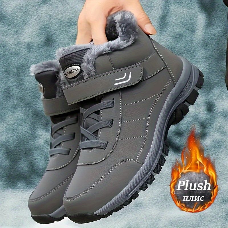 Women's winter boots, couple style, autumn and winter, men's and women's outdoor sports high-top hiking shoes, women's warm, fleece-lined, thick, slip-resistant, abrasion-resistant, soft sole, old people's shoes, parents' shoes, large size, short boots, m - Image 4