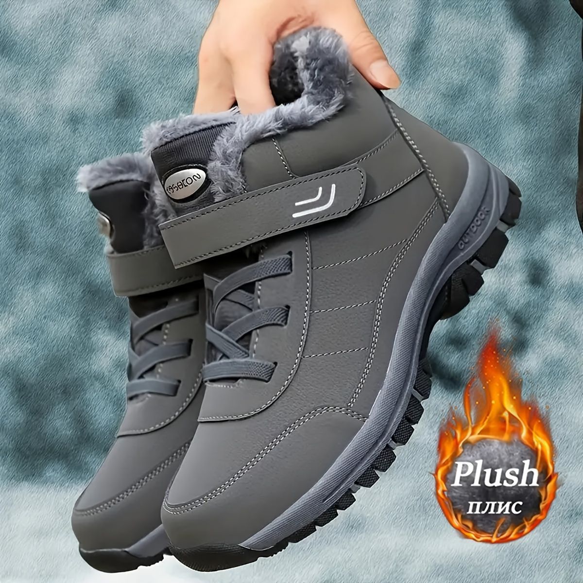Women's winter boots, couple style, autumn and winter, men's and women's outdoor sports high-top hiking shoes, women's warm, fleece-lined, thick, slip-resistant, abrasion-resistant, soft sole, old people's shoes, parents' shoes, large size, short boots, m - Image 2