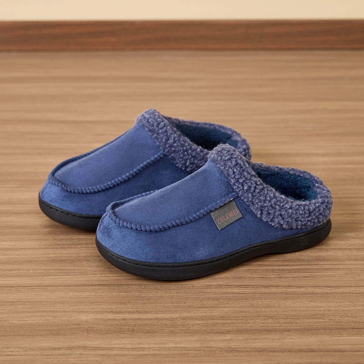 Men's Suede Slippers with Fleece Trim - Brown - Size 10(AU10/EU43) - Image 3