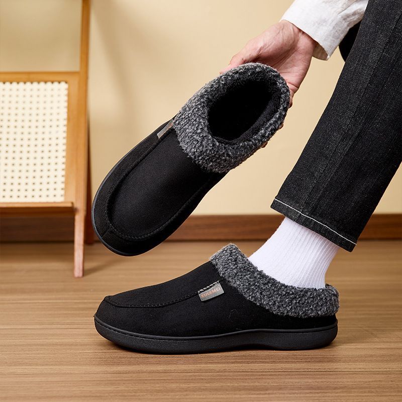 Men's Suede Slippers with Fleece Trim - Brown - Size 8(AU8/EU41) - Image 1