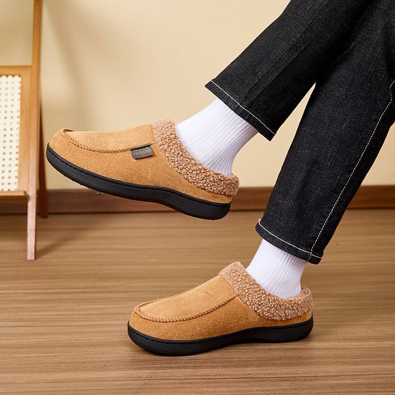 Men's Suede Slippers with Fleece Trim - Gray - Size 9(AU9/EU42) - Image 2