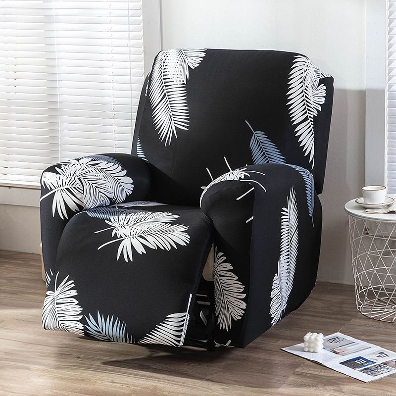 Recliner Cover Anti Scratch Lazy Recliner Chair Cover Protective Stretching Printed Reclining Chair Cover Sofa Slipcovers Convenient Elastic Reclining Chair Slipcover for Home - Black - Size Three-seater - Image 1