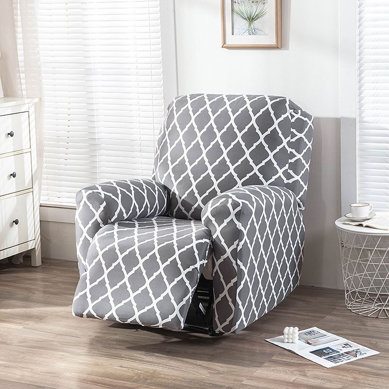 Recliner Cover Anti Scratch Lazy Recliner Chair Cover Protective Stretching Printed Reclining Chair Cover Sofa Slipcovers Convenient Elastic Reclining Chair Slipcover for Home - Gray - Size Two-seater - Image 1