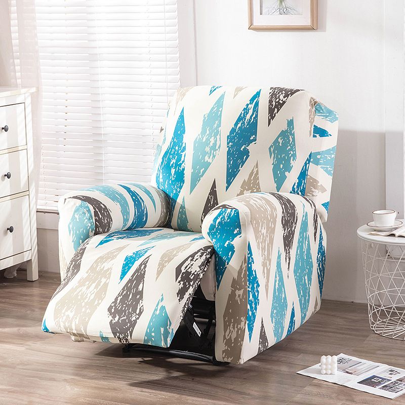 Recliner Cover Anti Scratch Lazy Recliner Chair Cover Protective Stretching Printed Reclining Chair Cover Sofa Slipcovers Convenient Elastic Reclining Chair Slipcover for Home - Sky Blue - Size Two-seater - Image 1