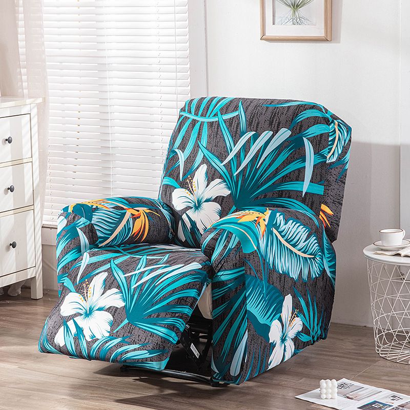 Recliner Cover Anti Scratch Lazy Recliner Chair Cover Protective Stretching Printed Reclining Chair Cover Sofa Slipcovers Convenient Elastic Reclining Chair Slipcover for Home - Turquoise - Size Two-seater - Image 1