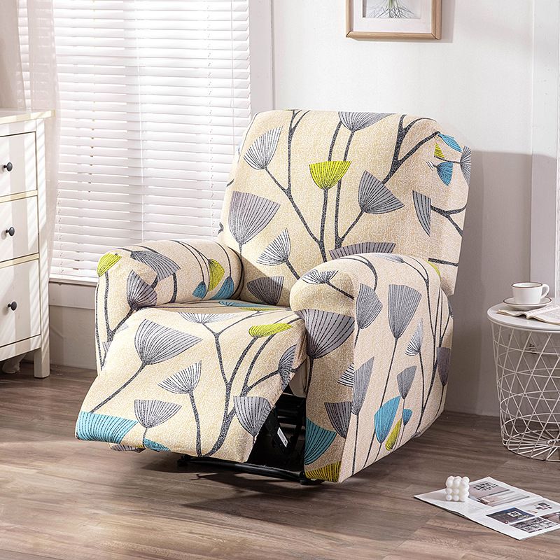 Recliner Cover Anti Scratch Lazy Recliner Chair Cover Protective Stretching Printed Reclining Chair Cover Sofa Slipcovers Convenient Elastic Reclining Chair Slipcover for Home - Yellow - Size Two-seater - Image 1