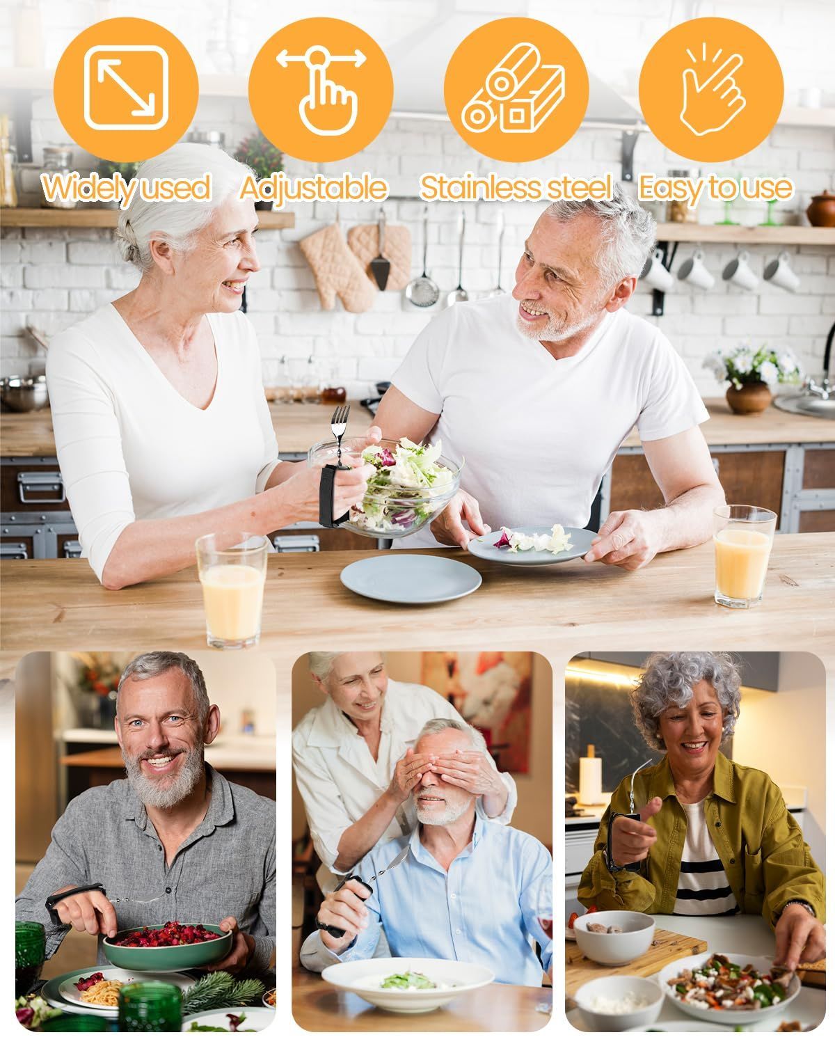 Bendable Adaptive Utensils for Elderly, Disabled People, Parkinson’s, Arthritis, Hand Tremors, Weak Hand Grip & Handicapped, Arthritic Hands-Non Slip Handles - Black - Size 3 Pack - Image 7