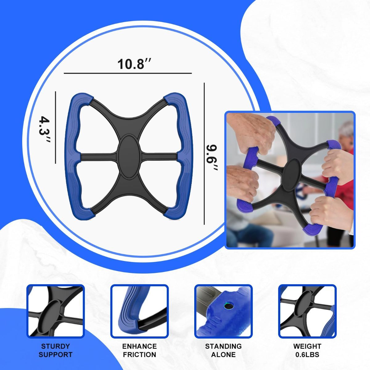 Lift Assist for Elderly,Aids for Disabled and Elderly with No-Slip Grip Handles,Standing Aids & Supports to Transfer Elderly, Senior, Bariatric, Patient Or Disabled,As Seen On Tv - Blue - Size 9.6in - Image 2