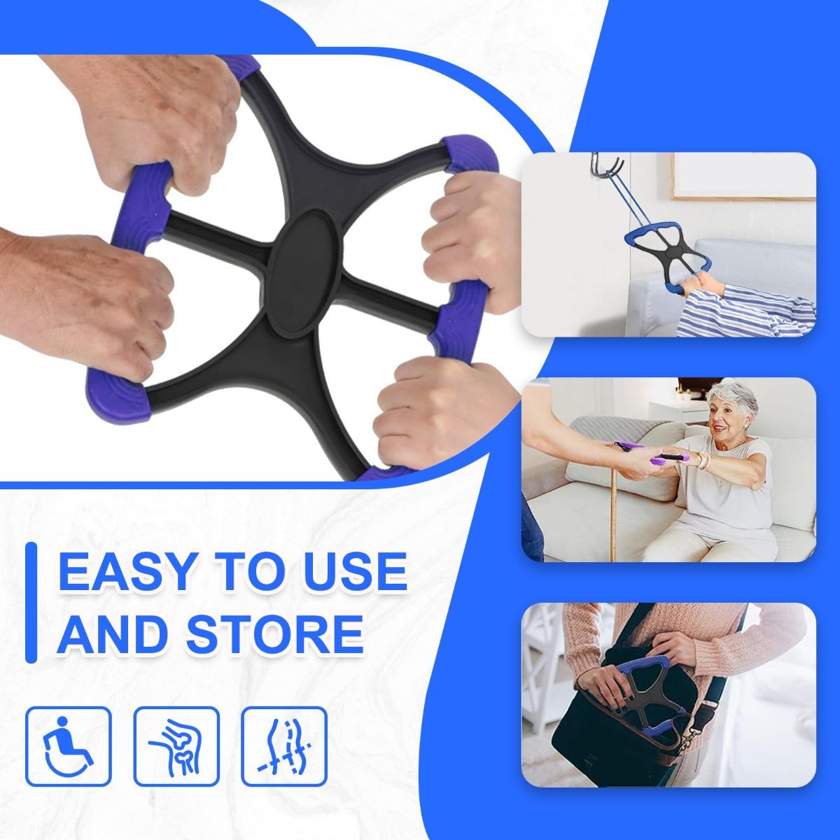 Lift Assist for Elderly,Aids for Disabled and Elderly with No-Slip Grip Handles,Standing Aids & Supports to Transfer Elderly, Senior, Bariatric, Patient Or Disabled,As Seen On Tv - Blue - Size 9.6in - Image 4