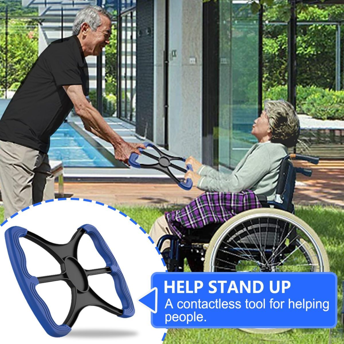 Lift Assist for Elderly,Aids for Disabled and Elderly with No-Slip Grip Handles,Standing Aids & Supports to Transfer Elderly, Senior, Bariatric, Patient Or Disabled,As Seen On Tv - Blue - Size 9.6in - Image 5