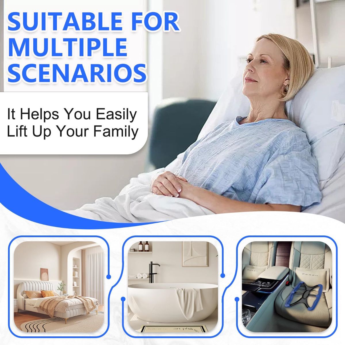 Lift Assist for Elderly,Aids for Disabled and Elderly with No-Slip Grip Handles,Standing Aids & Supports to Transfer Elderly, Senior, Bariatric, Patient Or Disabled,As Seen On Tv - Blue - Size 9.6in - Image 6