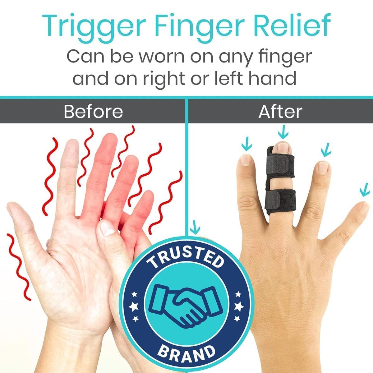 Finger Splint - Universal Finger Straightener - Broken and Trigger Finger Splints - Brace for Arthritis Pain and Support - Sprain Relief for Middle, Index, Ring, Pinky Fingers - Beige - Size 2 Pack - Image 4