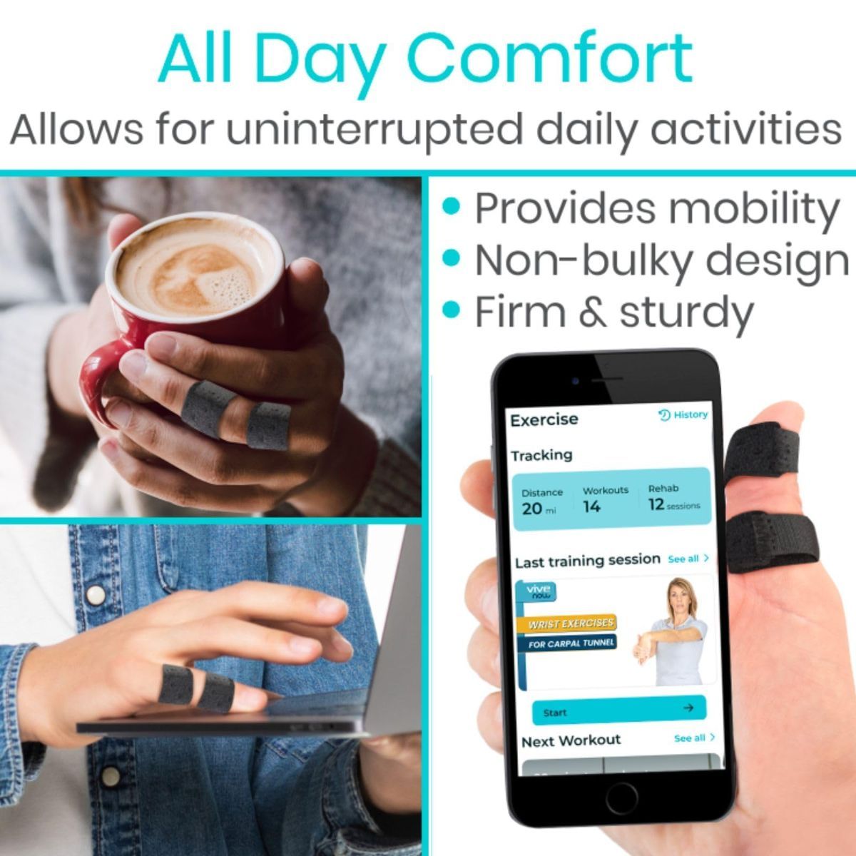 Finger Splint - Universal Finger Straightener - Broken and Trigger Finger Splints - Brace for Arthritis Pain and Support - Sprain Relief for Middle, Index, Ring, Pinky Fingers - Black - Size 2 Pack - Image 8
