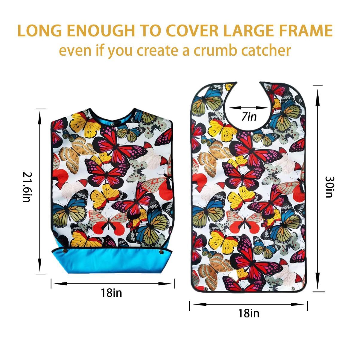 3 Pack Adult Bibs for Women, Reusable Adult Bibs for Eating with Optional Crumb Catcher, Waterproof Washable Dining Clothing Protector, Gifts for Women/Mom - Image 2