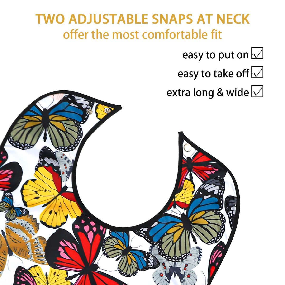 3 Pack Adult Bibs for Women, Reusable Adult Bibs for Eating with Optional Crumb Catcher, Waterproof Washable Dining Clothing Protector, Gifts for Women/Mom - Image 7