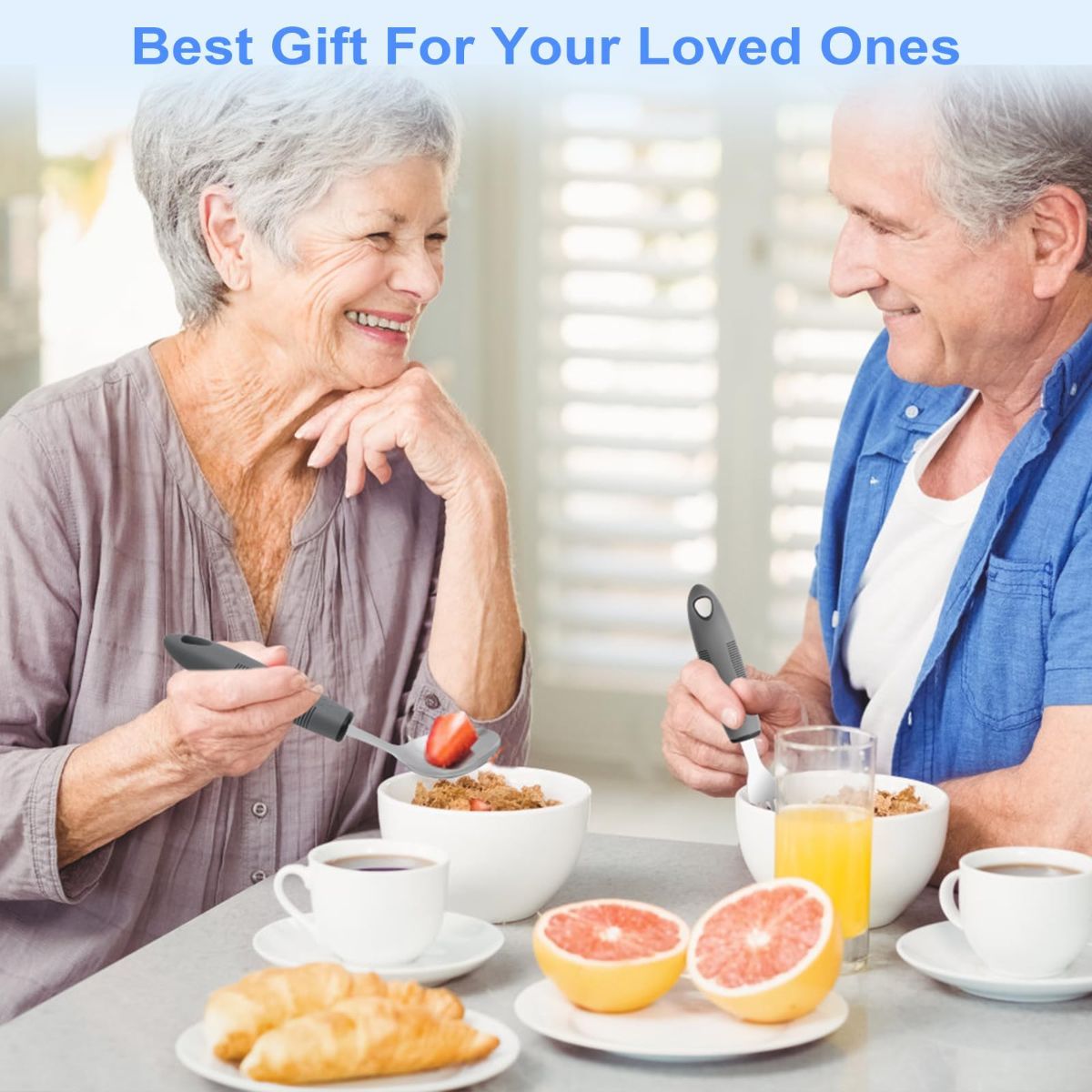 Adaptive Utensils, Weighted Utensils for Hand Tremors, Utensils for Parkinsons Patients,Elderly,Arthritis,Weak Hand Grip,Tremors & Handicapped. Stainless Steel Knife,Fork and Spoons Set - Black - Size 4pcs - Image 6
