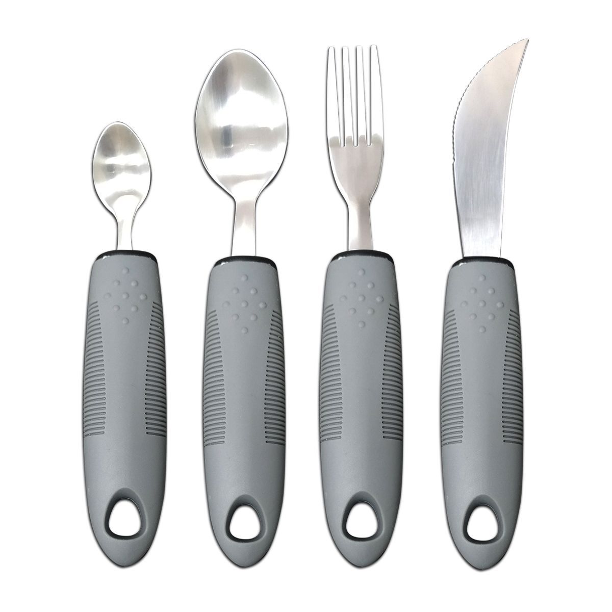 Adaptive Utensils, Weighted Utensils for Hand Tremors, Utensils for Parkinsons Patients,Elderly,Arthritis,Weak Hand Grip,Tremors & Handicapped. Stainless Steel Knife,Fork and Spoons Set - Gray - Size 4pcs - Image 1