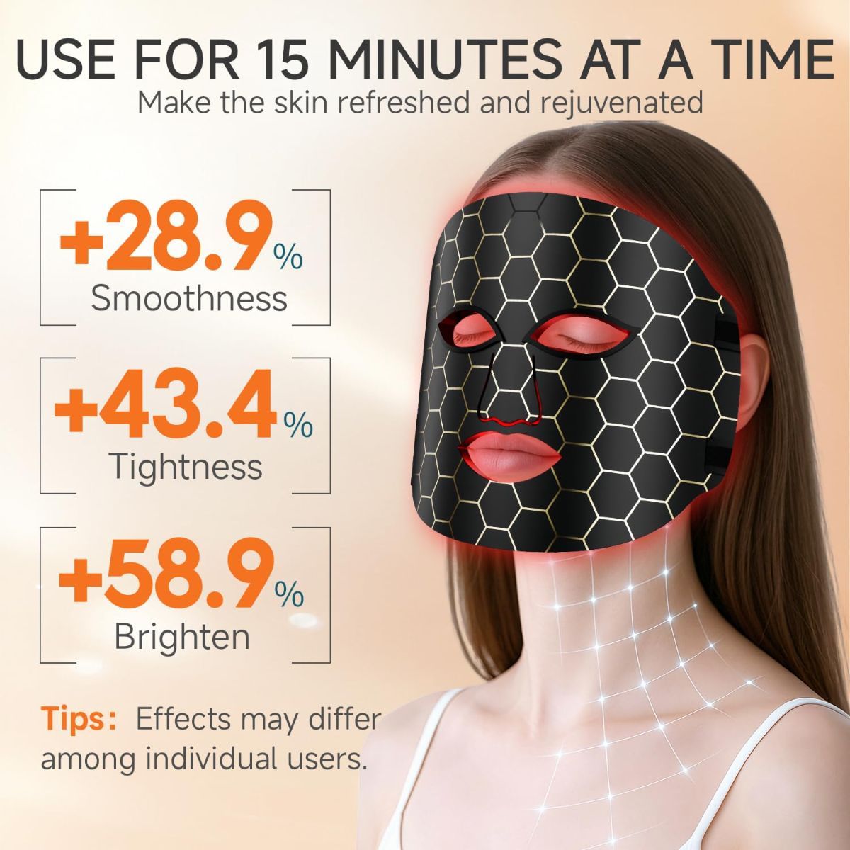 Red Light Mask 4 Color Light Therapy for Face,with 240 LED Mask,800mAh Rechargeable Controller,850nm Near Infrared Yellow&Blue Modes timer for 10 minutes 3 energy levels Anti-Aging at Home & Travel - Image 4
