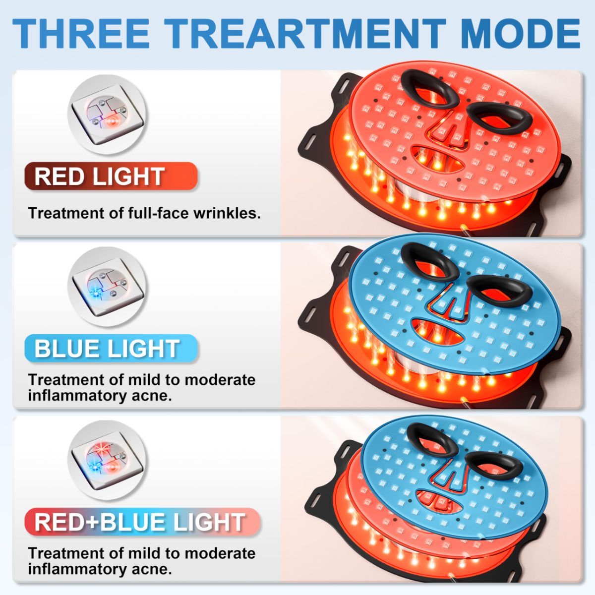 Red Light Therapy for Face, Red Light Therapy Mask, 7 Colors LED Facial Mask for Wrinkle Remove & Anti Aging, Skin Care Home Use, Black - Image 2