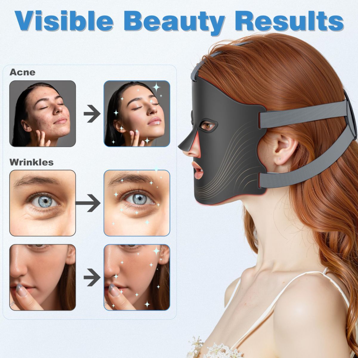Red Light Therapy for Face, Red Light Therapy Mask, 7 Colors LED Facial Mask for Wrinkle Remove & Anti Aging, Skin Care Home Use, Black - Image 5