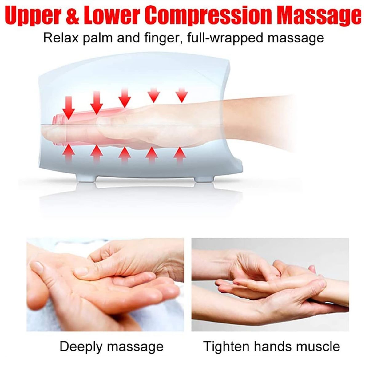 Electric Hand Massager, 3 Levels Cordless Accupressure Massager with Air Pressure Compress for Arthritis, Palm Massage, Finger Numbness Coldness Relief - Image 3
