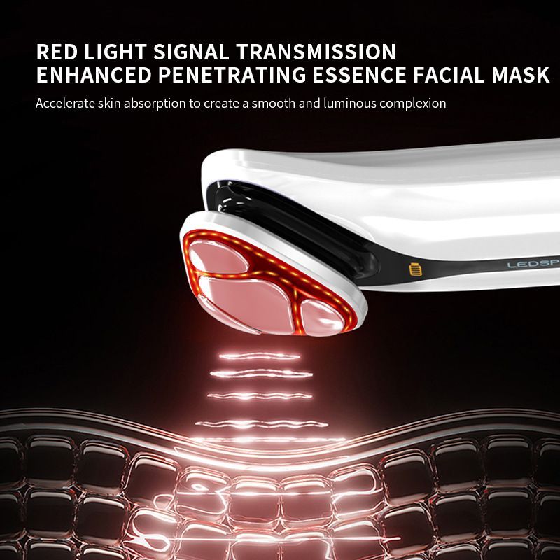 2-in-1 Ultrasonic Skin Scrubber & EMS Massager: Red/Blue Light Therapy for Deep Cleansing, Blackhead Removal & Essence Absorption - Dark Gray - Size 20cm - Image 3