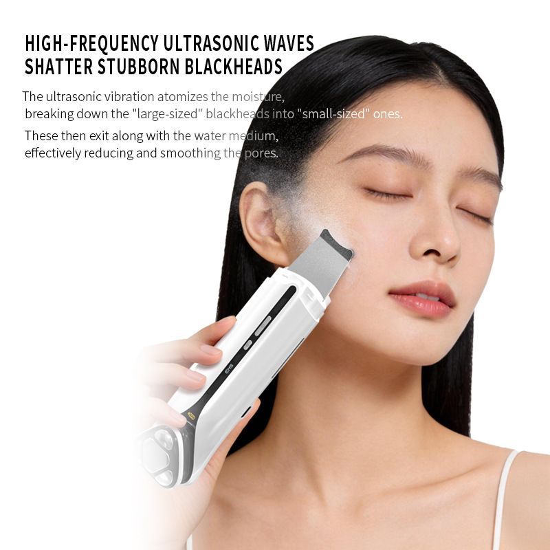 2-in-1 Ultrasonic Skin Scrubber & EMS Massager: Red/Blue Light Therapy for Deep Cleansing, Blackhead Removal & Essence Absorption - White - Size 20cm - Image 2