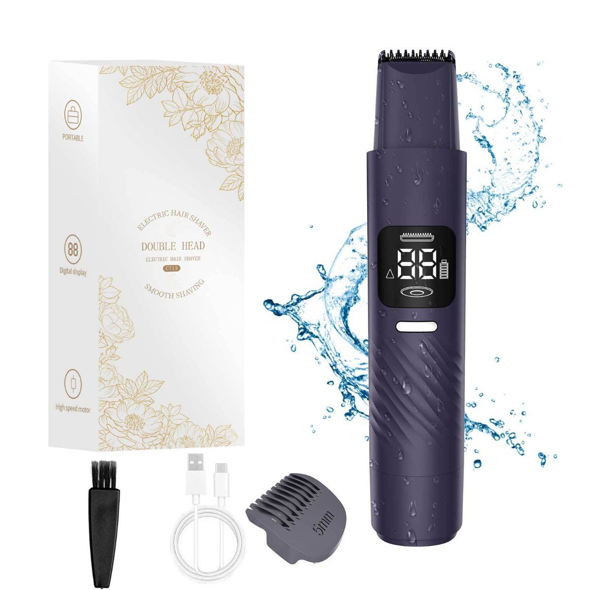 2in1 Hair Trimmer Electric Shaver Portable Shaver Hair Removal Men'S Grooming - Blue - Size 18cm - Image 1