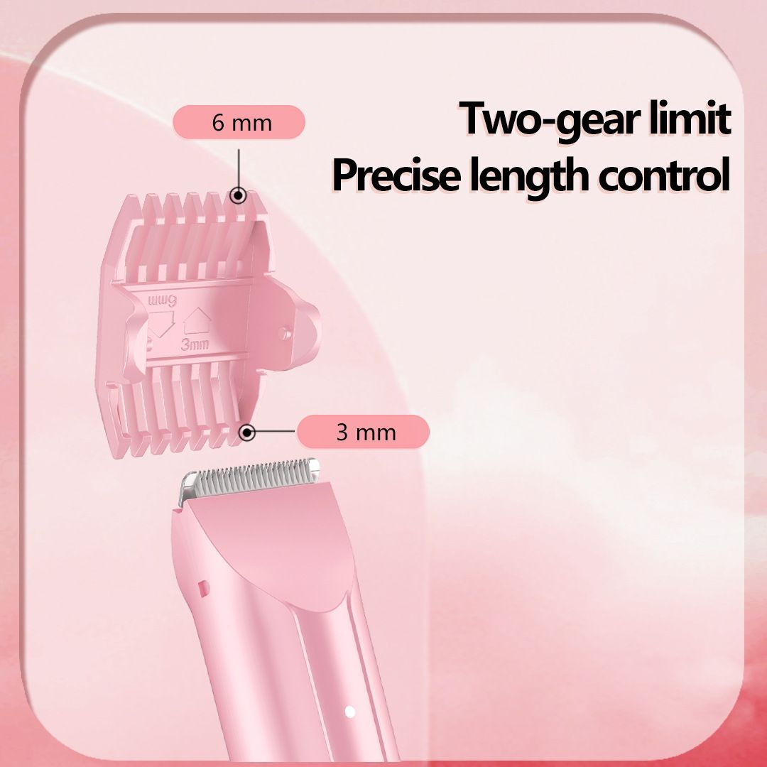 2-in-1 Waterproof Body Trimmer & Shaver – 3mm/6mm Guide, Floating Head, Painless Hair Removal for Women - Pink - Size 20cm - Image 3