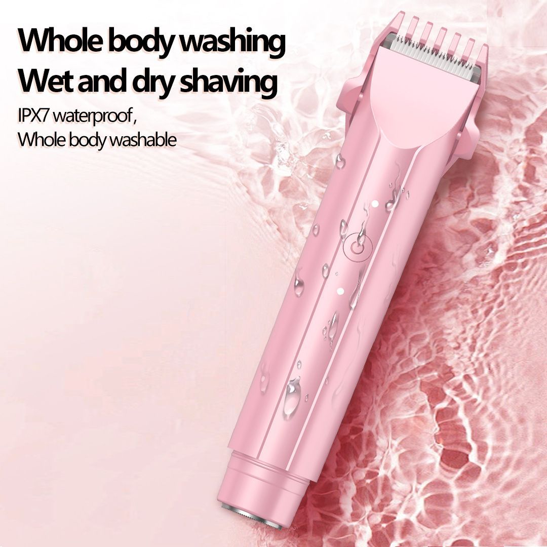 2-in-1 Waterproof Body Trimmer & Shaver – 3mm/6mm Guide, Floating Head, Painless Hair Removal for Women - Pink - Size 20cm - Image 7