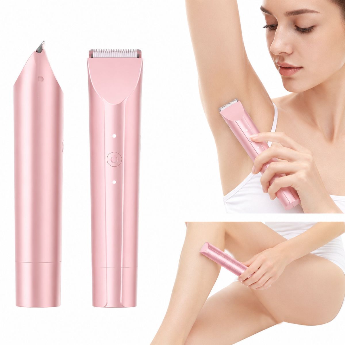 2-in-1 Waterproof Body Trimmer & Shaver – 3mm/6mm Guide, Floating Head, Painless Hair Removal for Women - White - Size 20cm - Image 4