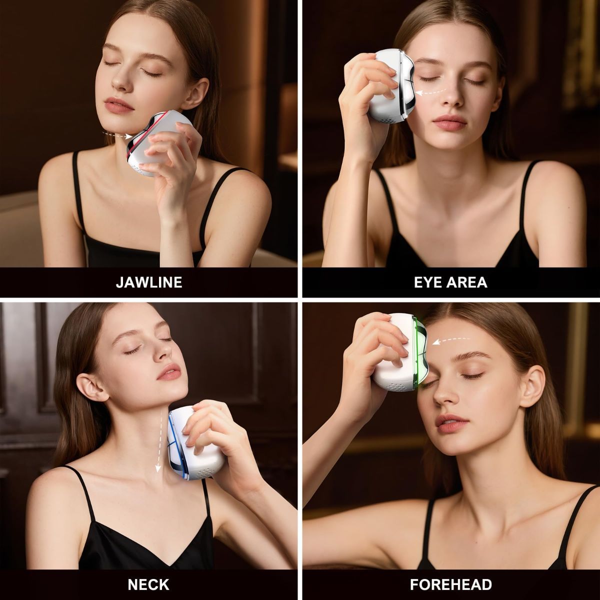 7-in-1 Red Light Facial Massager, Electric Gua Sha 7 Color LED Light Therapy for Face, Hot & Cold Facial Scraping Tool with Vibration, Pulse, Heated Lifting, Ice Roller - Image 6