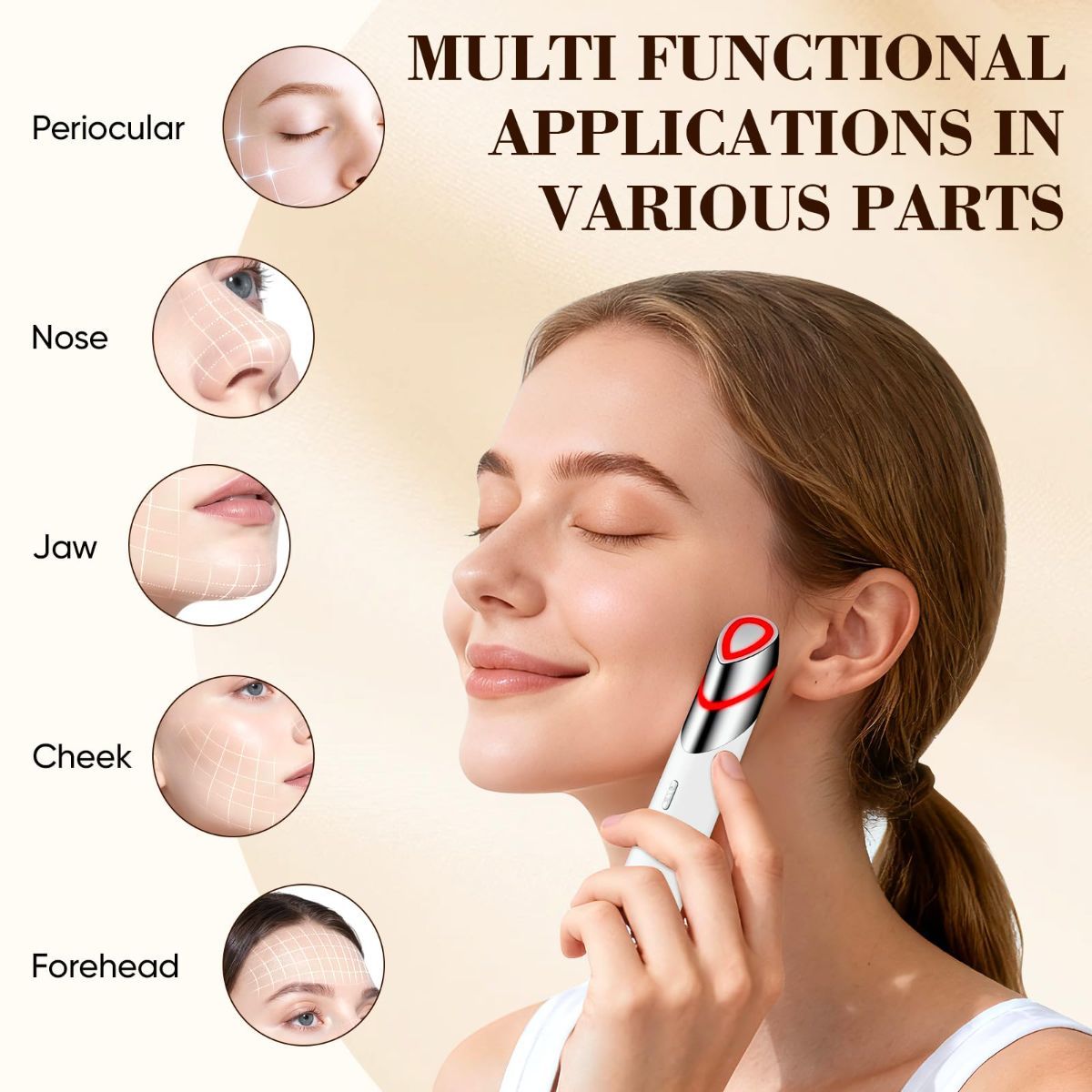 Advanced 4-in-1 Facial Device, Microcurrent Face Massager with Heat Therapy & Vibration, LED Light for Anti-Aging, Puffiness and Boosting Serum Absorption - Image 2