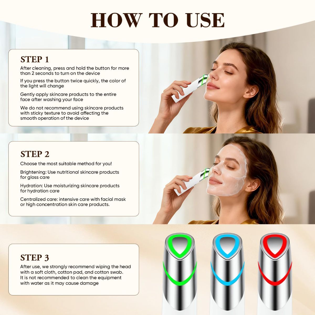 Advanced 4-in-1 Facial Device, Microcurrent Face Massager with Heat Therapy & Vibration, LED Light for Anti-Aging, Puffiness and Boosting Serum Absorption - Image 4